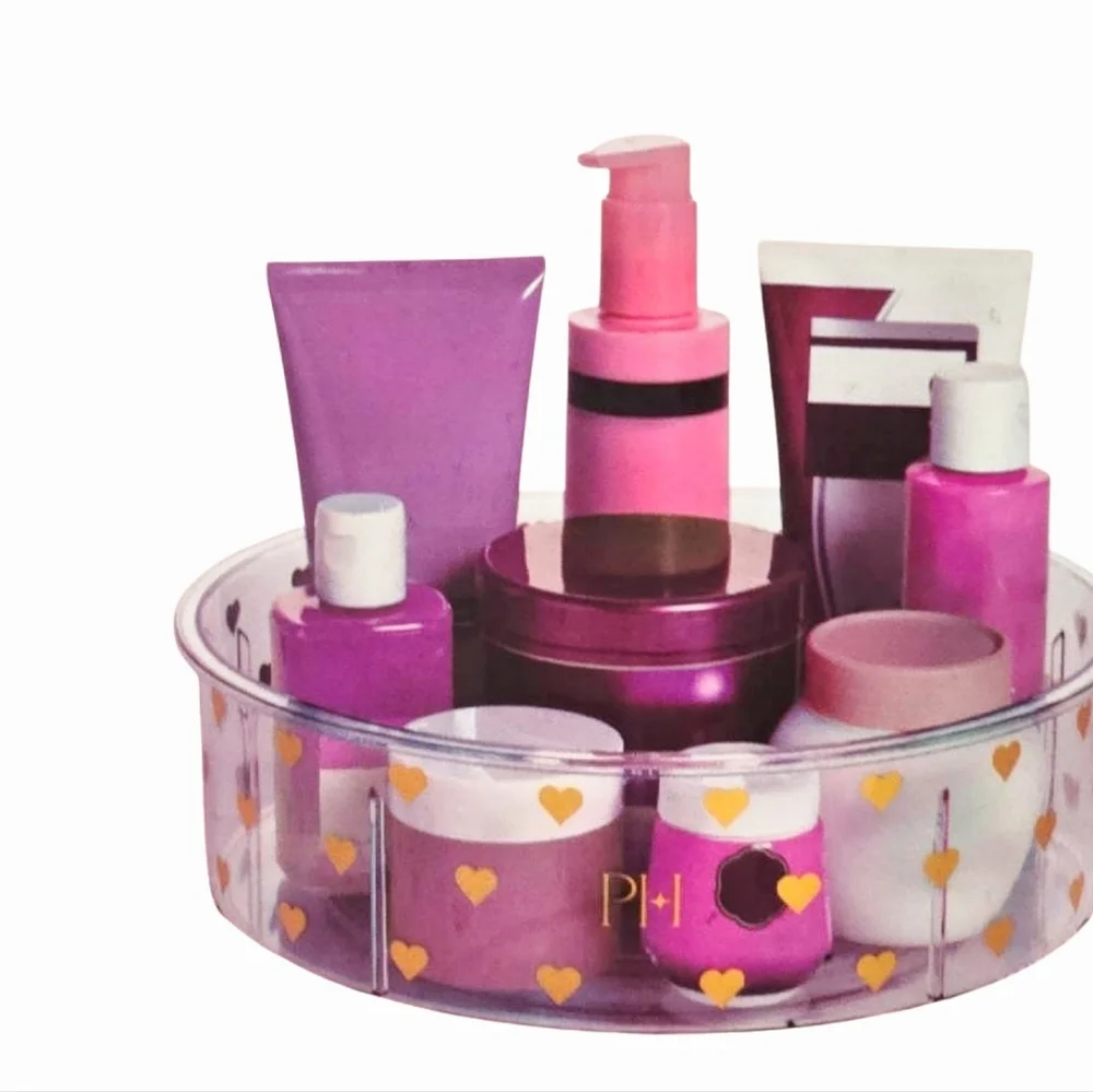 Paris Hilton Gold Heart Acrylic 360° Rotating Makeup Organizer
